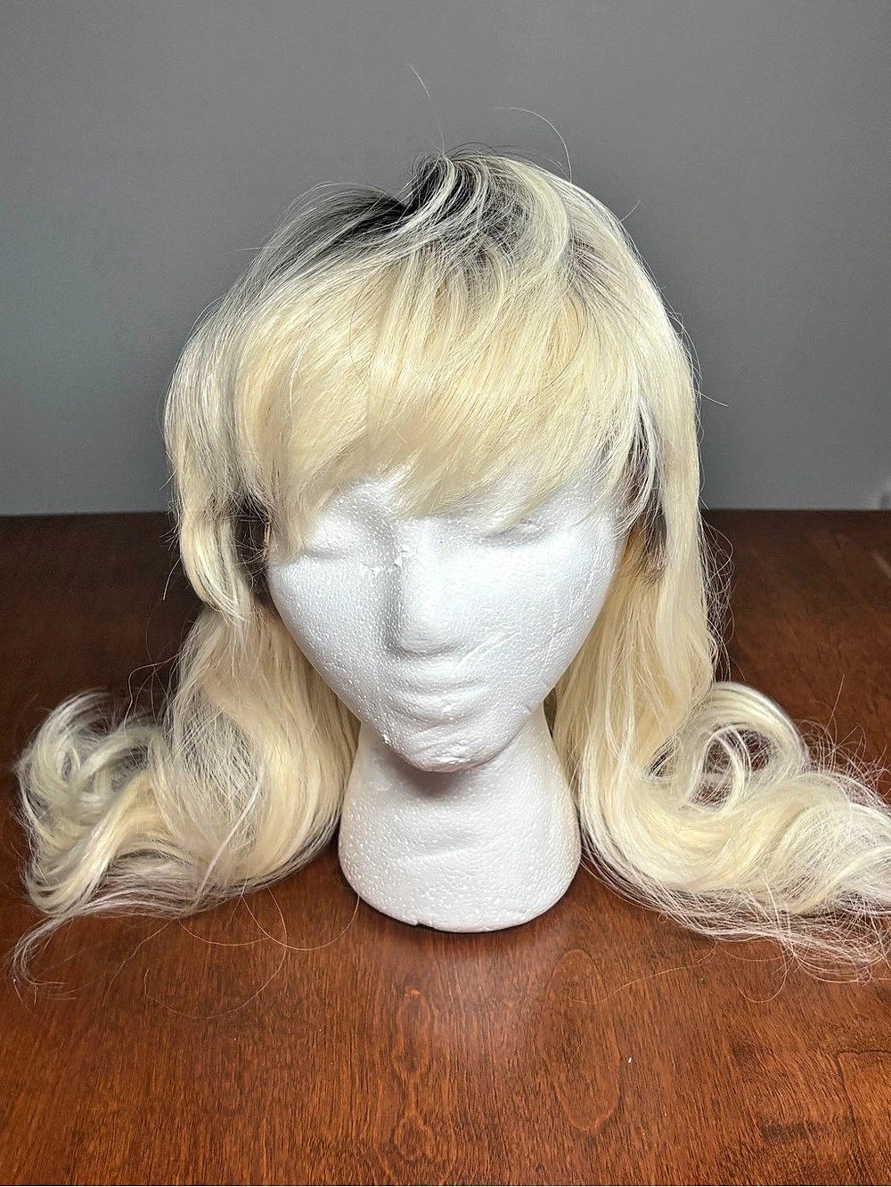 Platinum Blonde Wolf Cut Mullet Wig - Dark Roots Alt Cosplay